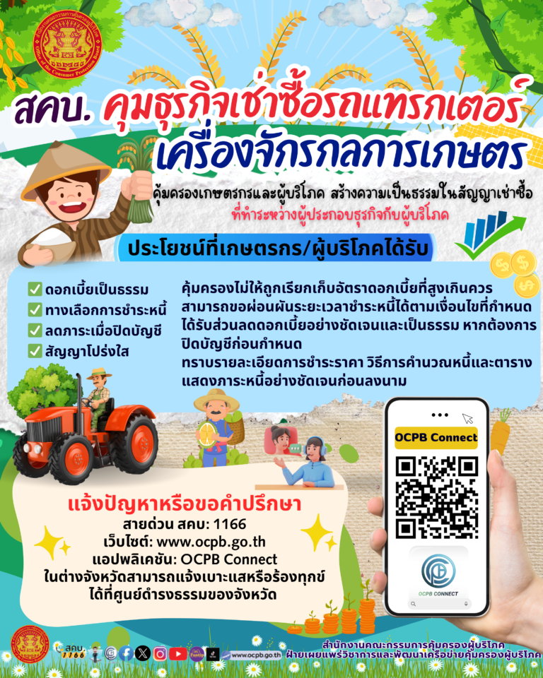 สำนักงานคณะกรรมการคุ้มครองผู้บริโภค แจ้งข่าว ด้านการคุ้มครองผู้บริโภค จำนวน 6 เรื่อง