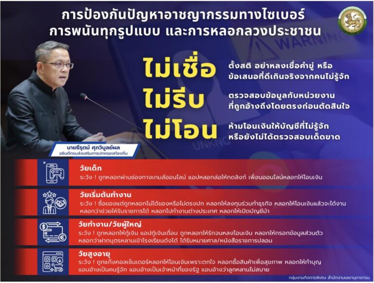 “ไม่เชื่อ ไม่รีบ ไม่โอน” 3 คำนี้จำให้ขึ้นใจ