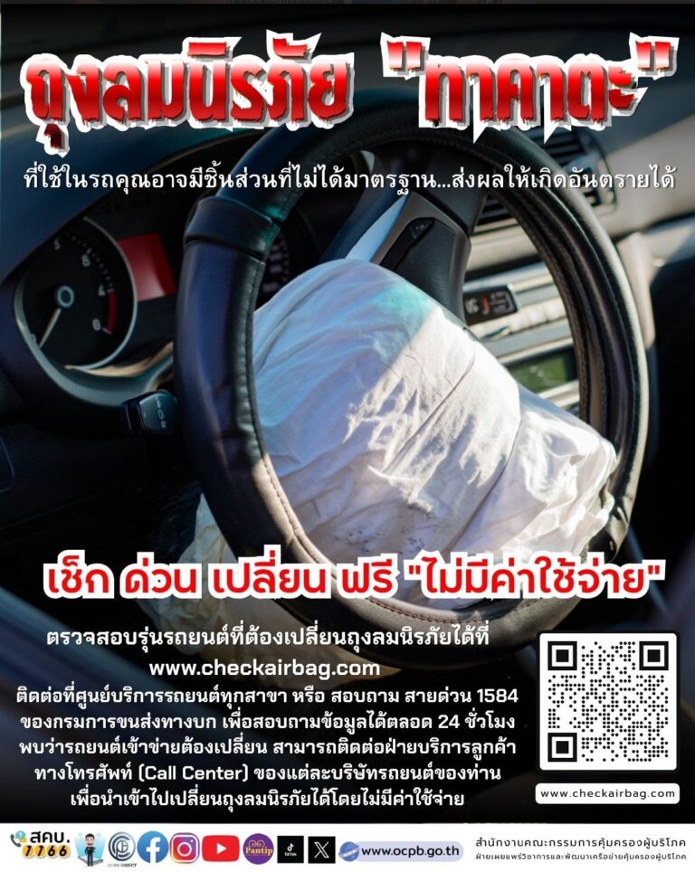 สำนักงานคณะกรรมการคุ้มครองผู้บริโภค ส่งข่าว สคบ. ด้านการคุ้มครองผู้บริโภค